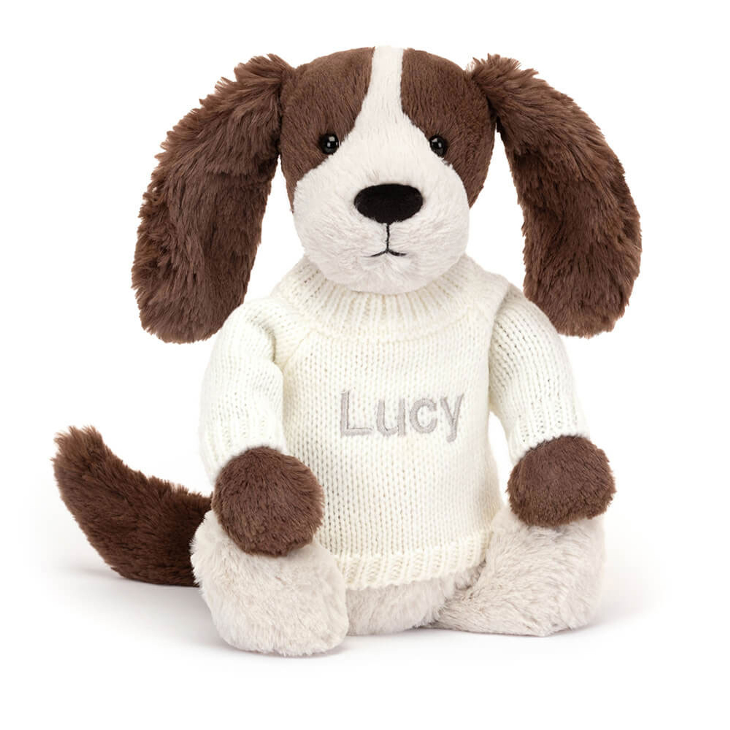 Bashful Fudge Puppy with Personalized Cream Jumper